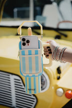 Yellow and Aqua Striped Velcro Bag for Tumbler