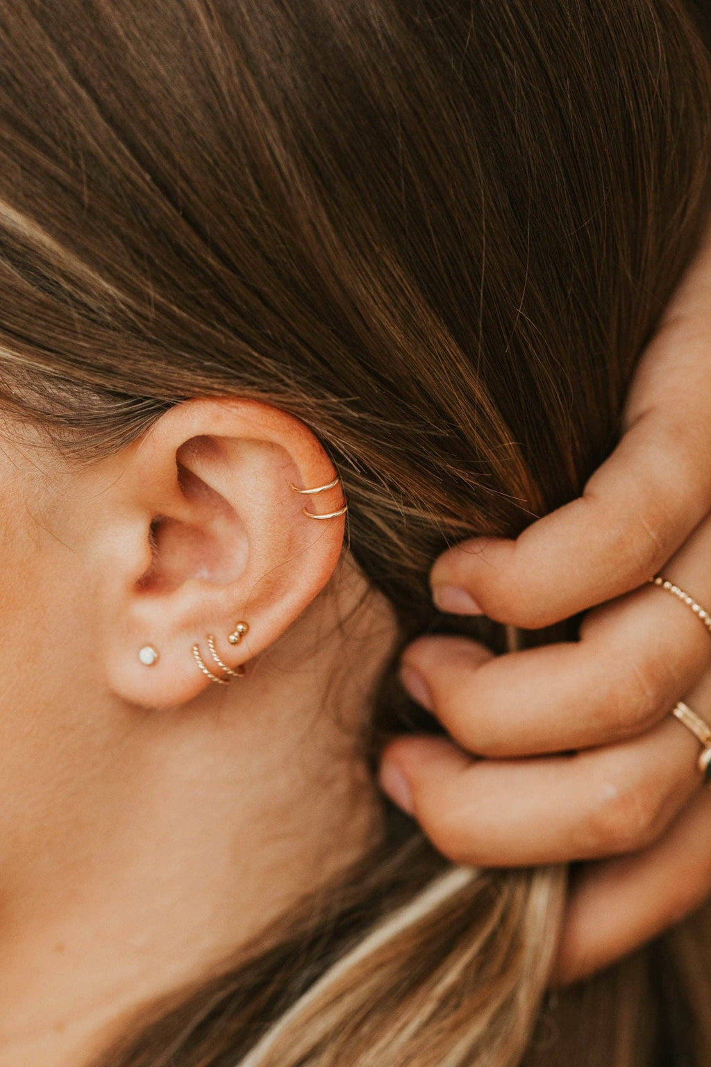 Double Up Ear Cuff | 14kt Gold Fill + Sterling Silver