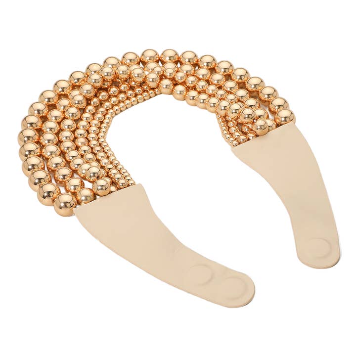 Bold Multi-Strand Beaded Statement Necklace (Gold & Silver)