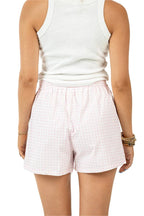 Light Pink Gingham Boxers Shorts