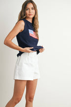 Flag Print Sleeveless Sweater