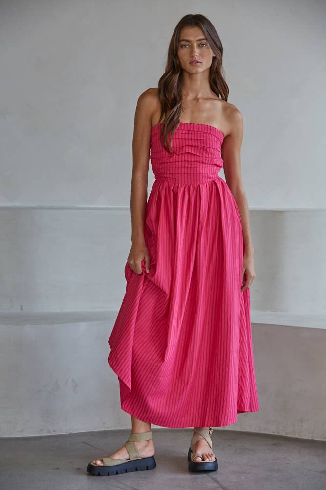 Smocked Bodice Strapless Dress