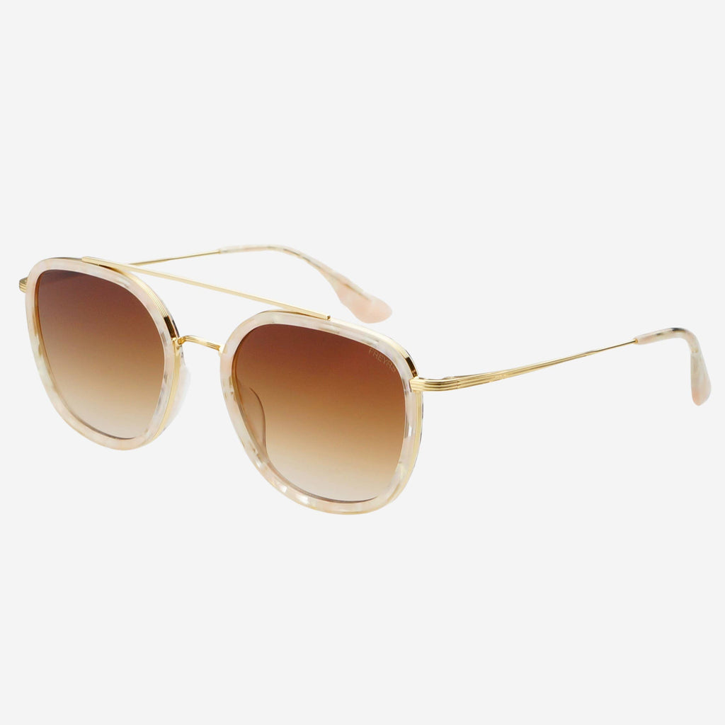 Weston Round Acetate Unisex Sunglasses - Light Pink/Brown