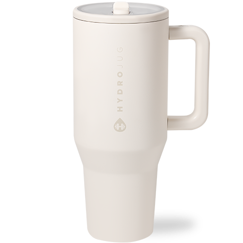 HydroJug Traveler 40 oz Tumbler – Leak Proof Insulated Cup with Handle (Cream)