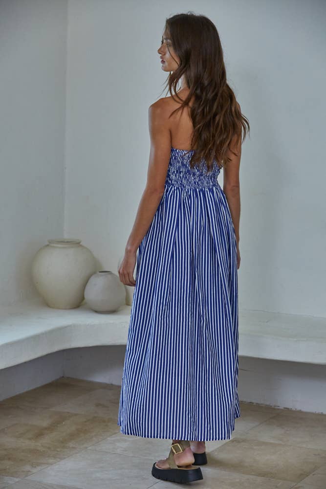 Smocked Bodice Strapless Dress