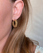 18k Gold  Beaded Cluster Hoop Earrings