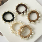 Textured Seamless Pearl Hair Ties - Set of 5