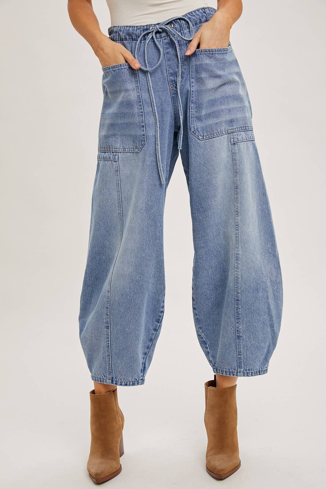 DRAWSTRINGS BARREL JEANS