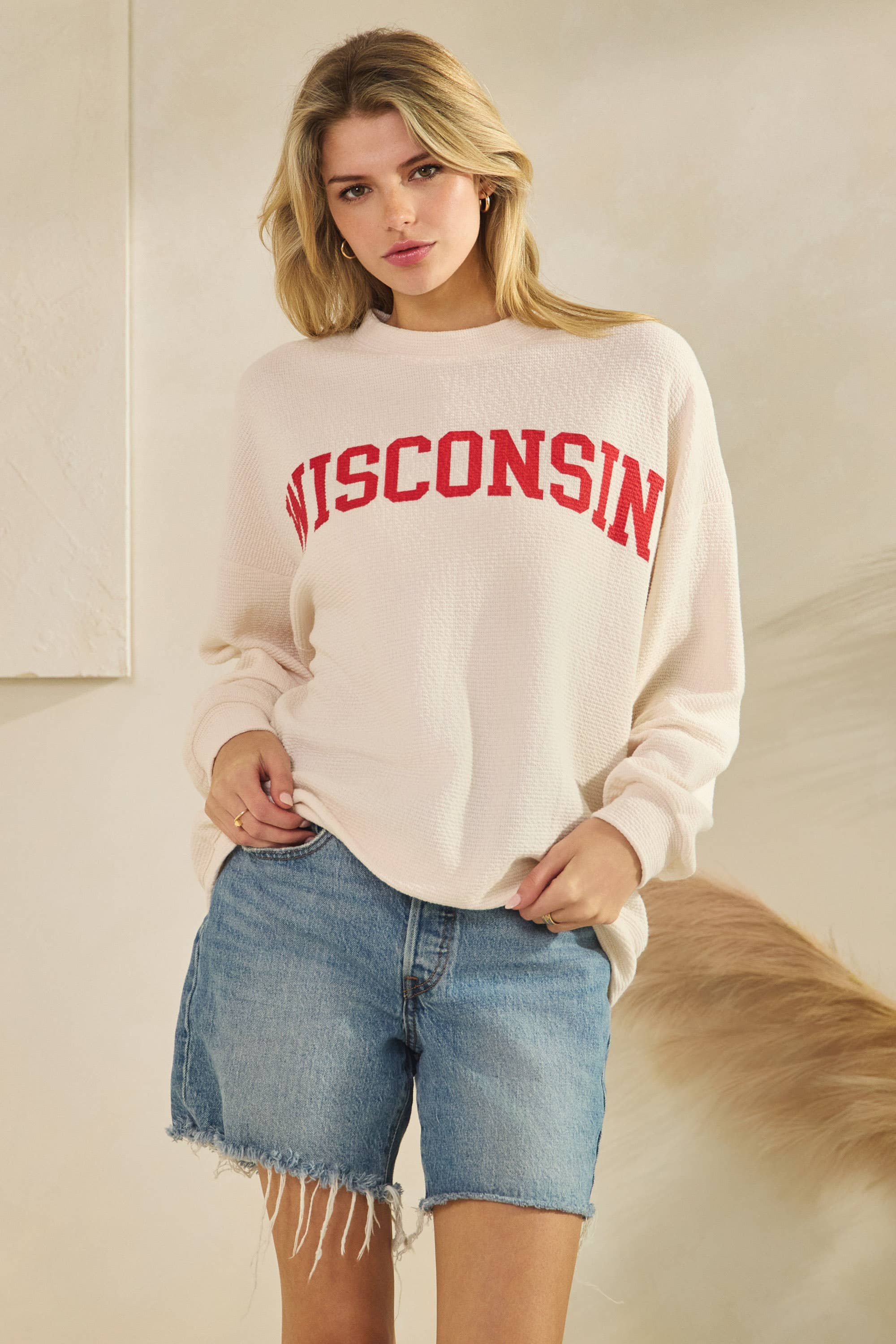 T-42123-CLOUDY KNIT WISCONSIN GRAPHIC SWEATSHIRT