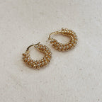 18k Gold  Beaded Cluster Hoop Earrings