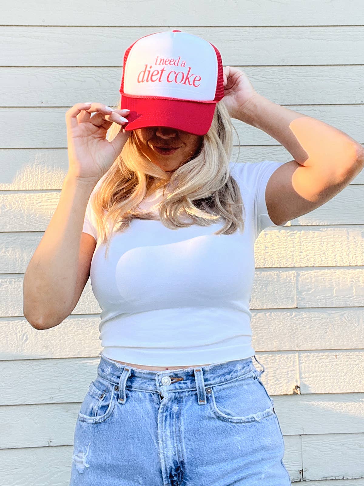 I Need a Diet Coke Trucker Hat - Red & White Foam Snapback
