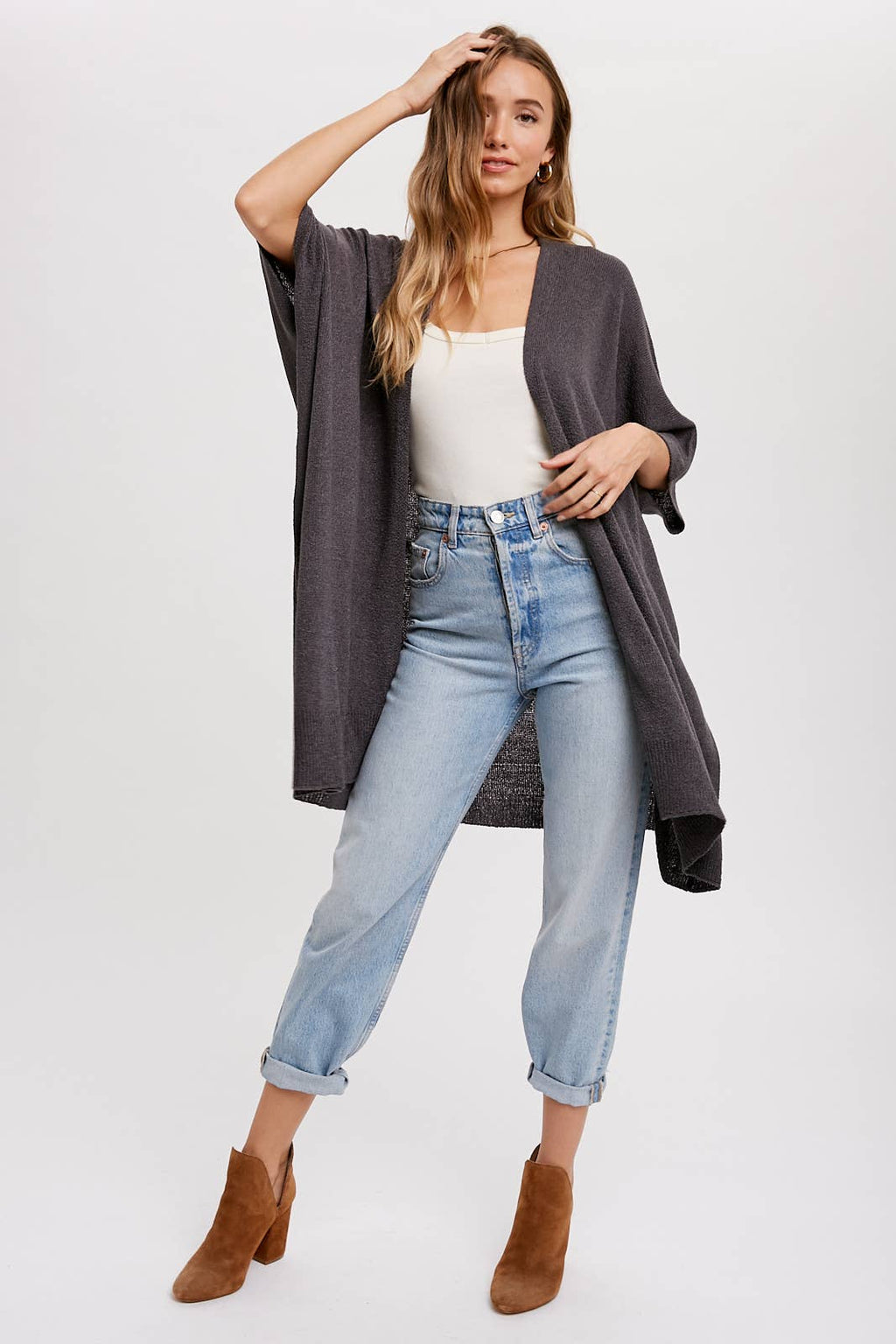 Wide Sleeve Open Front Cardigan