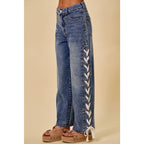 Side Lace Straight Leg Jeans