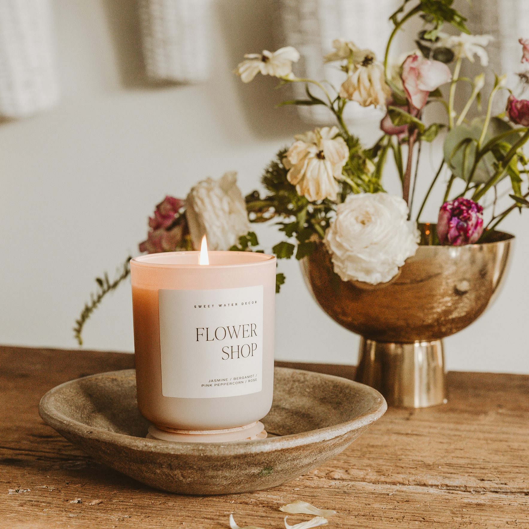 Flower Shop 15 oz Soy Candle - Glass Matte Jar