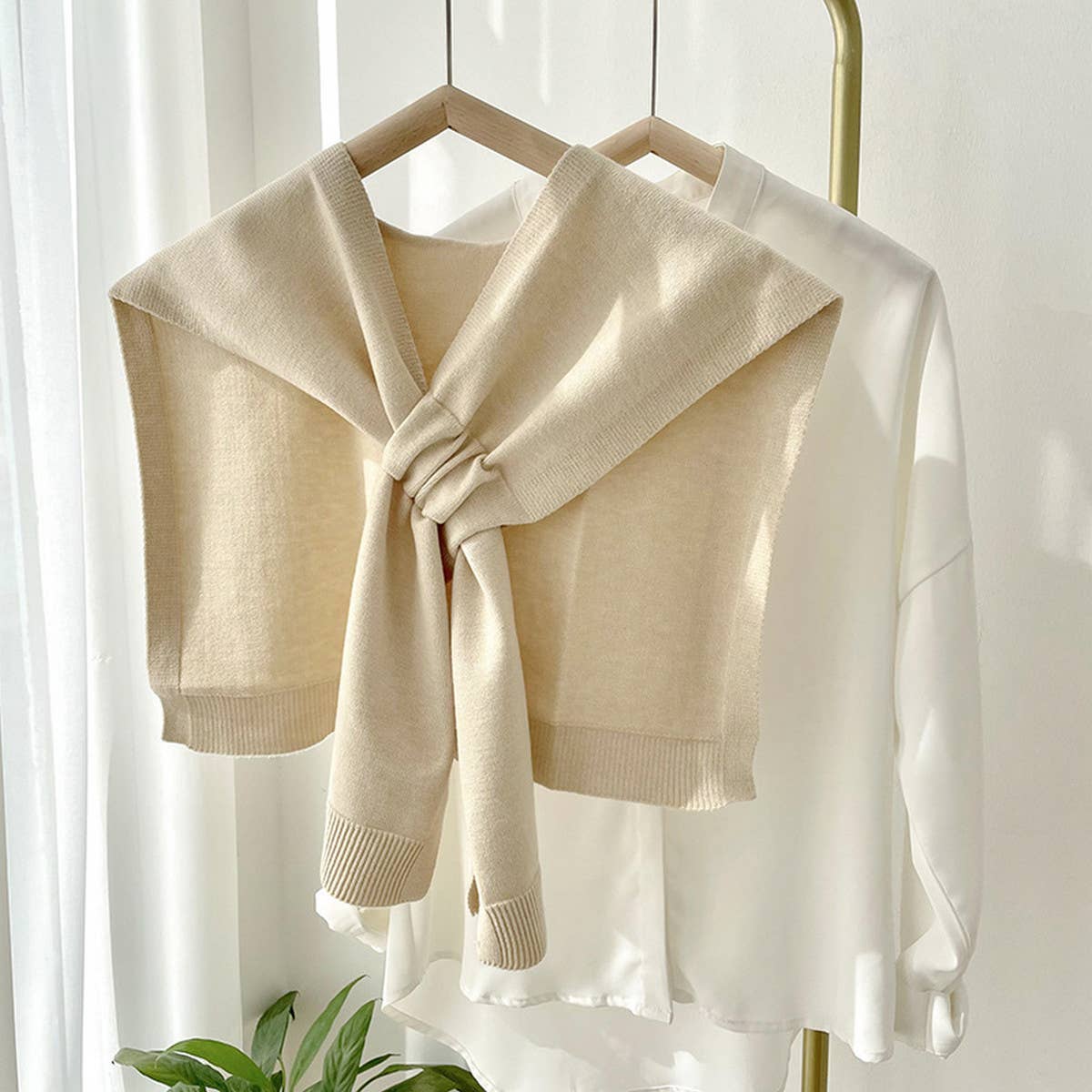 Luxe Solid Knitted Knotted Shawl Wrap