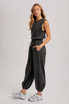 Drawstring Waist Knit Jumpsuit