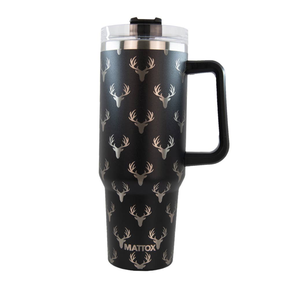 Deer Print 40 oz Tumbler – Black