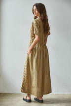 Striped Button-Down Flare Dress