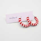 Red and White Game Day Hoop Earrings