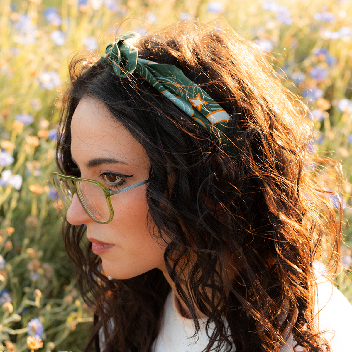 Luna Cotton Bandana – Teal & Orange