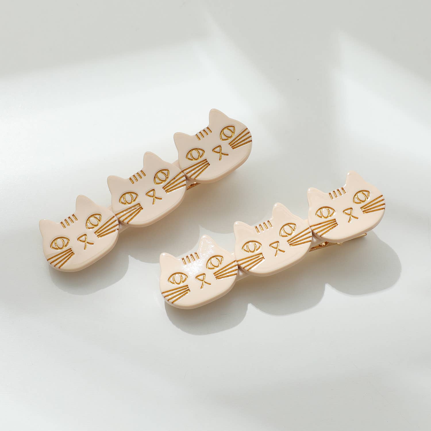 Zoe 3 Cat Face Barrette Hair Clip - Set of 2