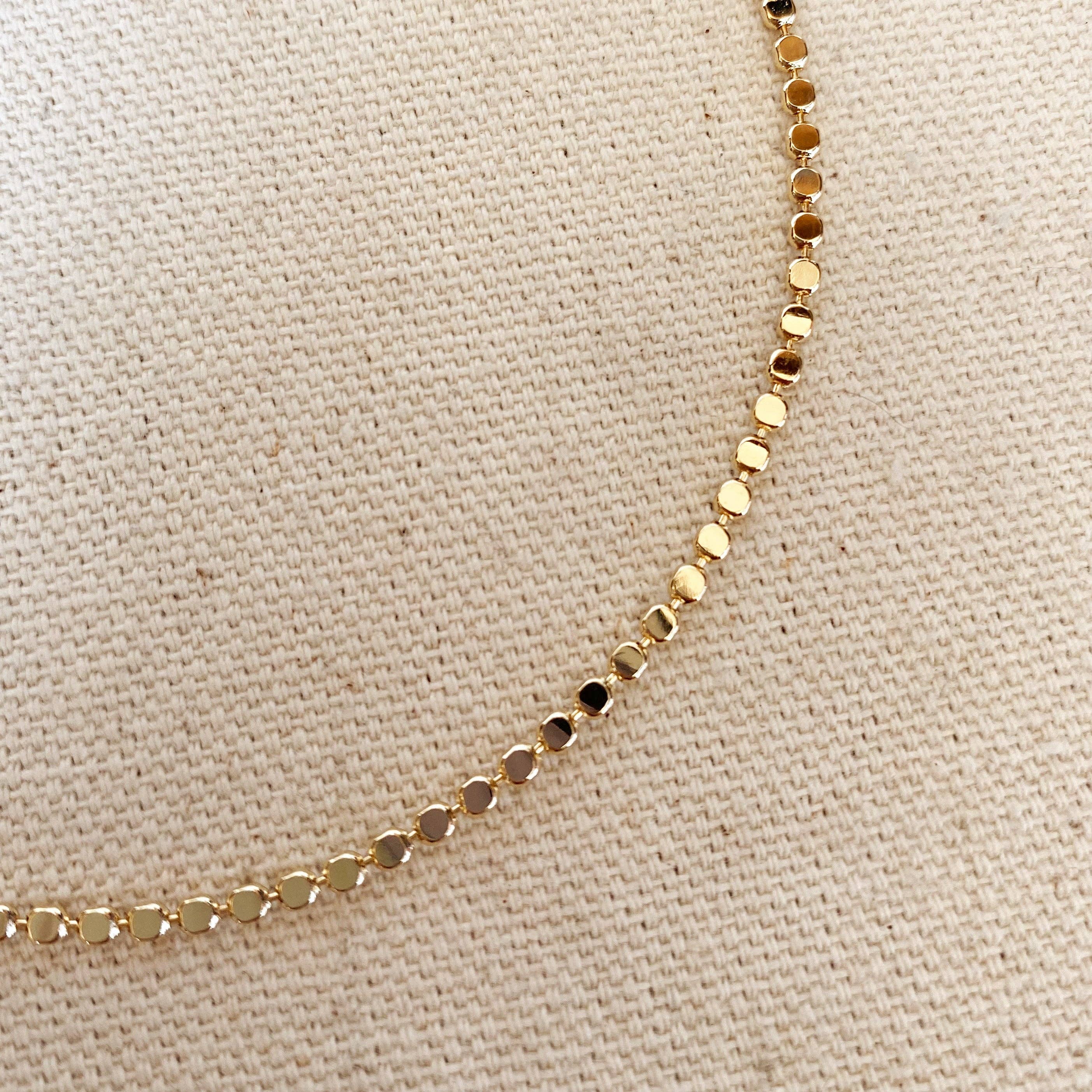 18k Gold Filled Flat Ball Chain Anklet - 2.0mm