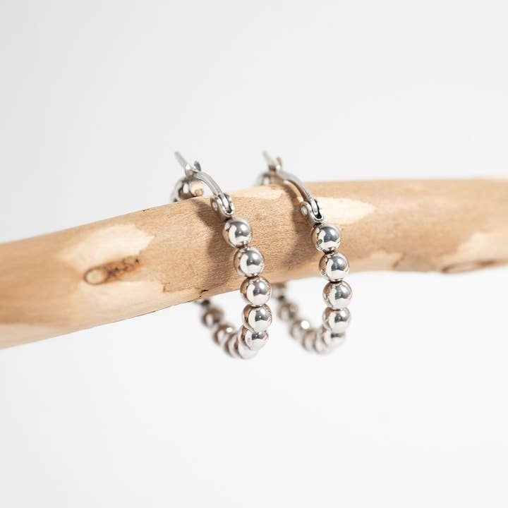 18K Gold Pvd Stainless Steel Circle Ball Hoop Earrings
