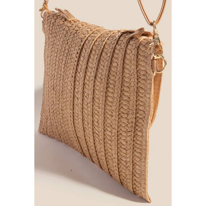 Woven Envelope Clutch Bag - Textured Paper Weave