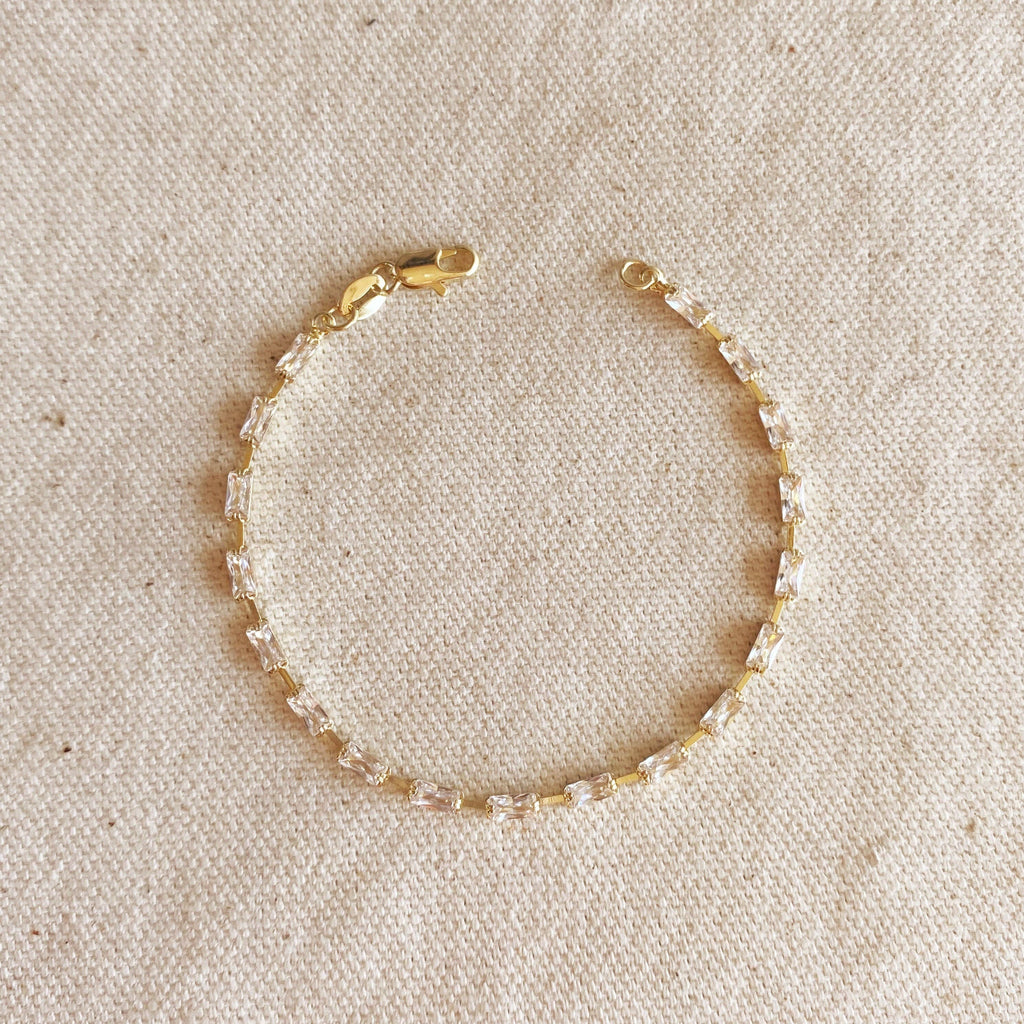 18k Gold Filled Sideways Baguette Tennis Bracelet