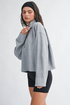 Ribbed Half Zip Cropped Pullover