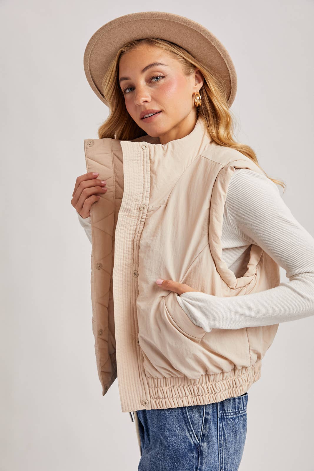 Bomber Style Puffer Vest