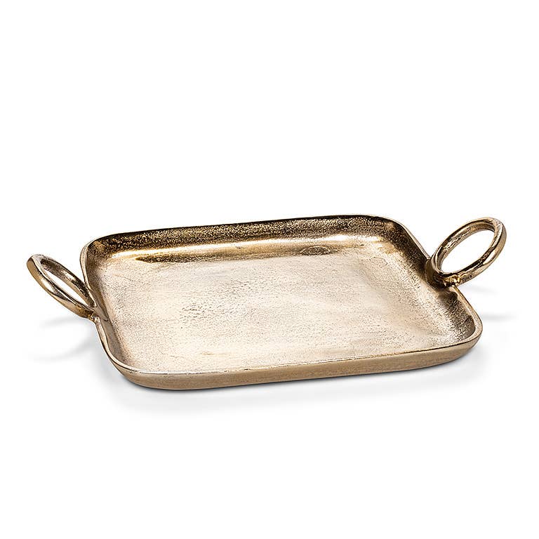 Large Gold Ring Handle Tray – 12" Square