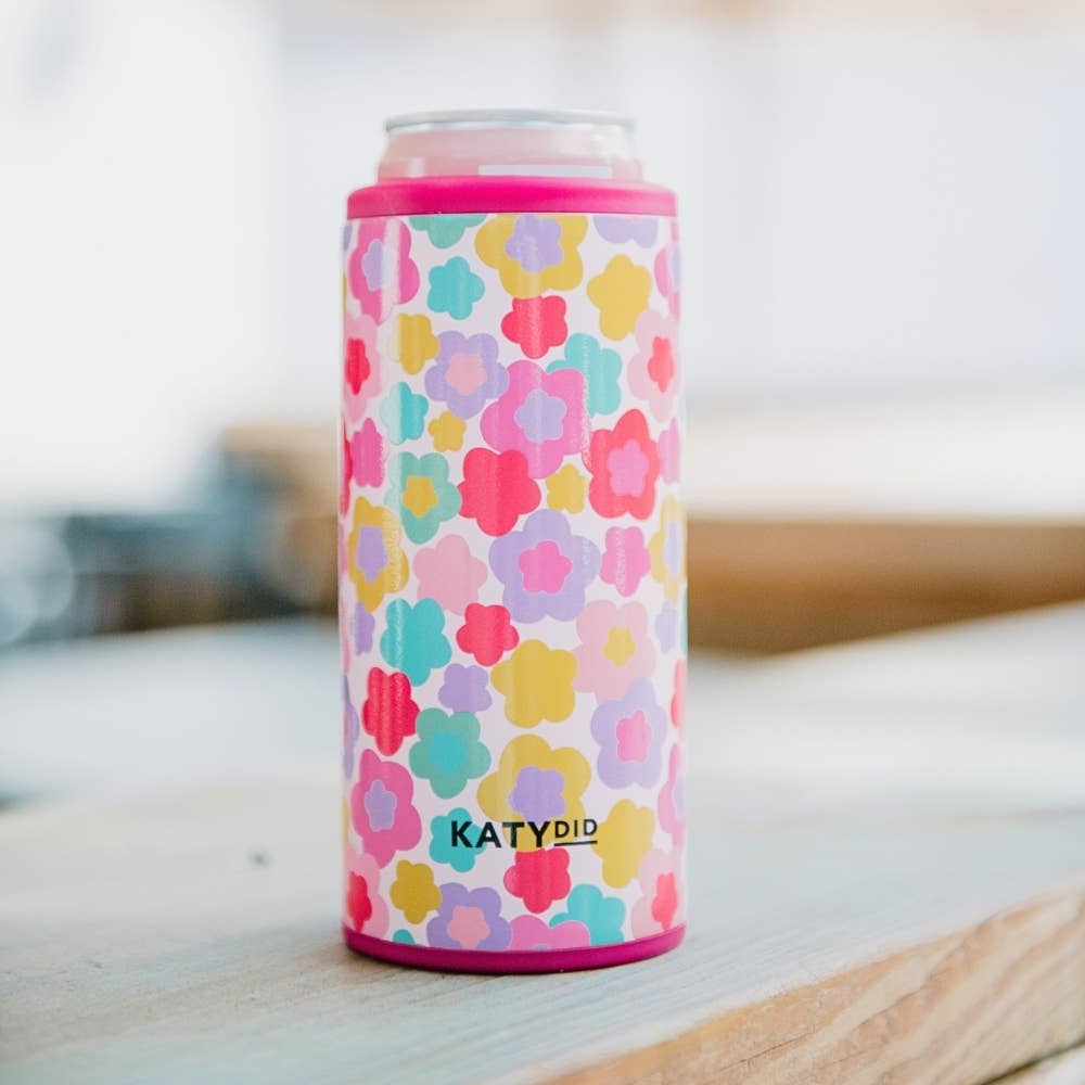 Groovy Flowers Can Cooler