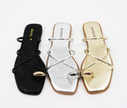 Crisscross Ring Toe Flat Sandals