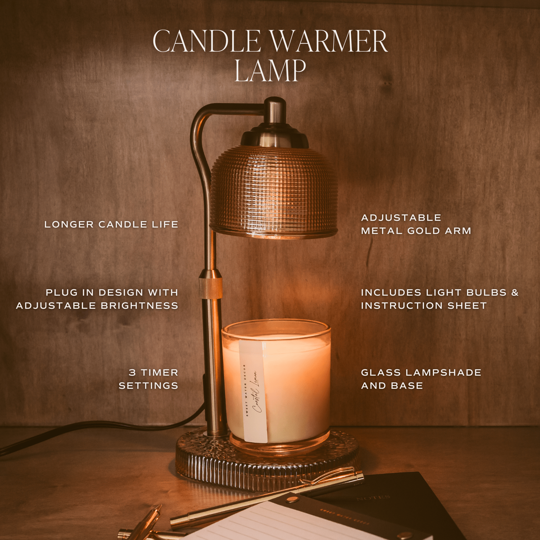 *NEW* Candle Lamp Warmer, Wood Base - Home Decor & Gifts