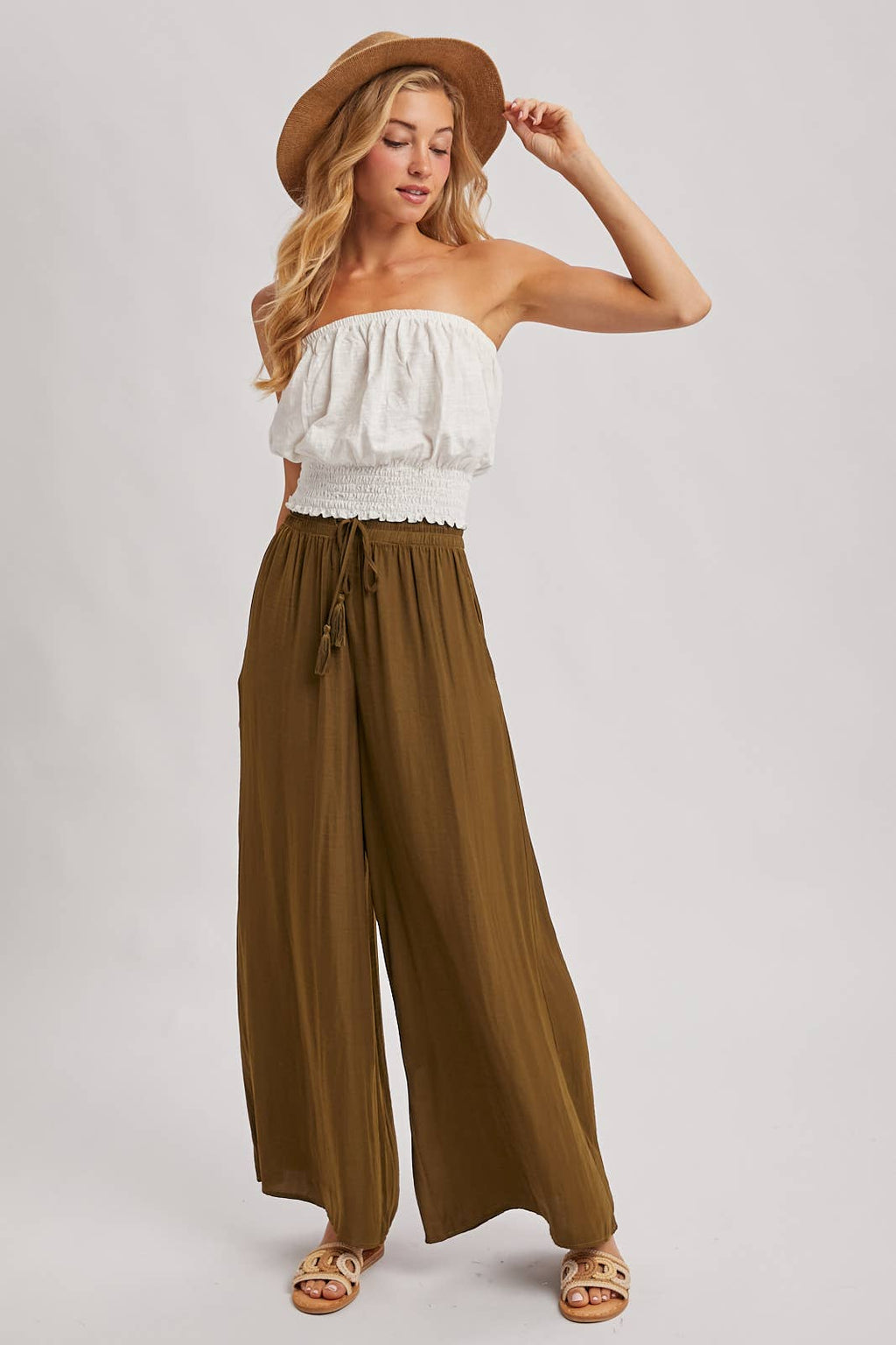 SILKY PALAZZO WIDE LEG PANTS