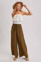 SILKY PALAZZO WIDE LEG PANTS