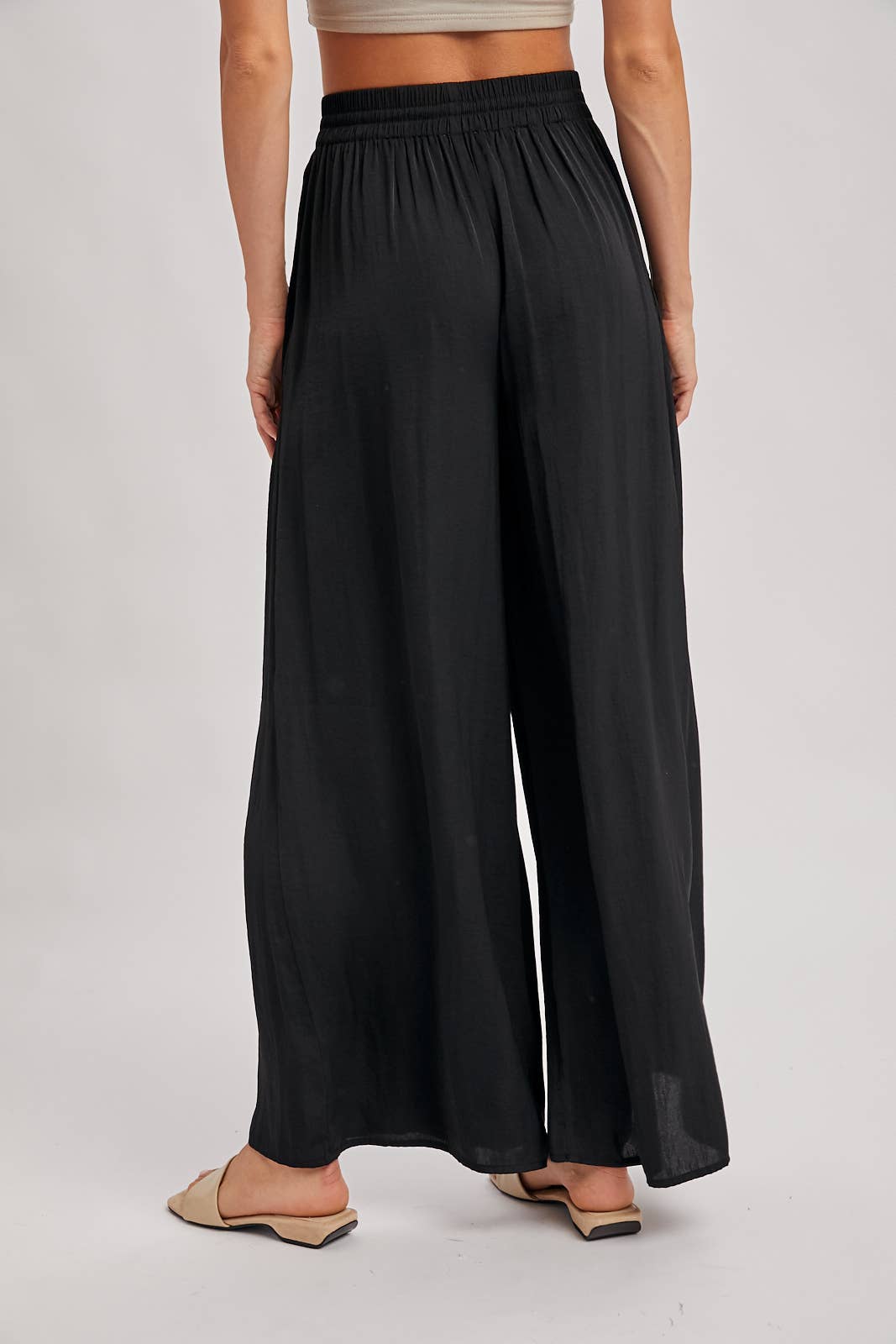 SILKY PALAZZO WIDE LEG PANTS