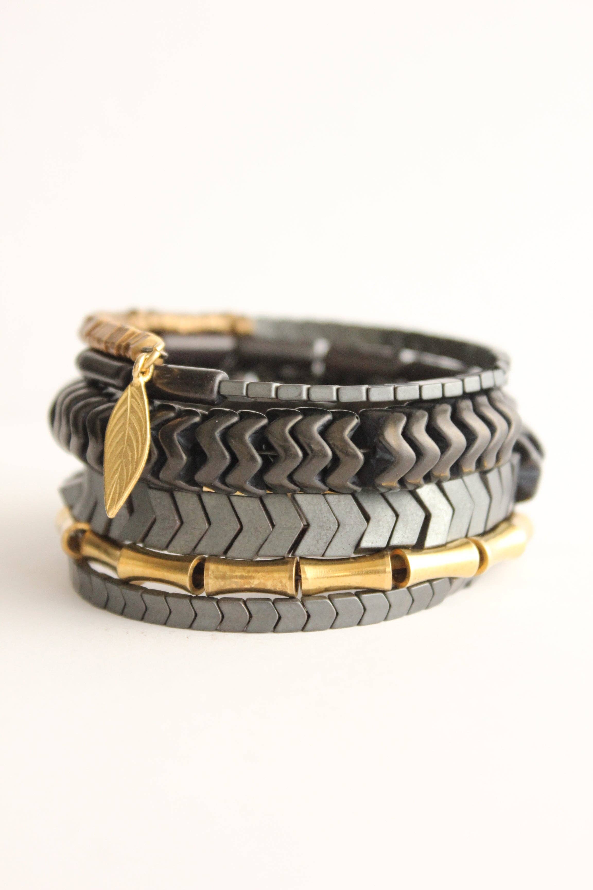 Hematite & Brass Wrap Bracelet