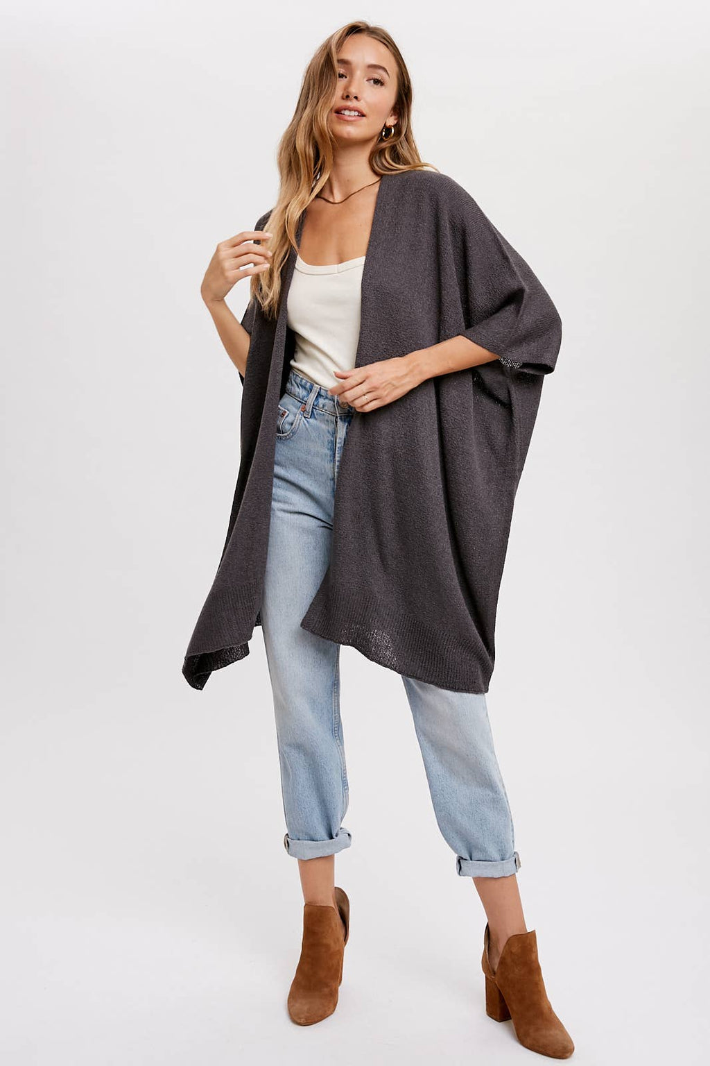 Wide Sleeve Open Front Cardigan