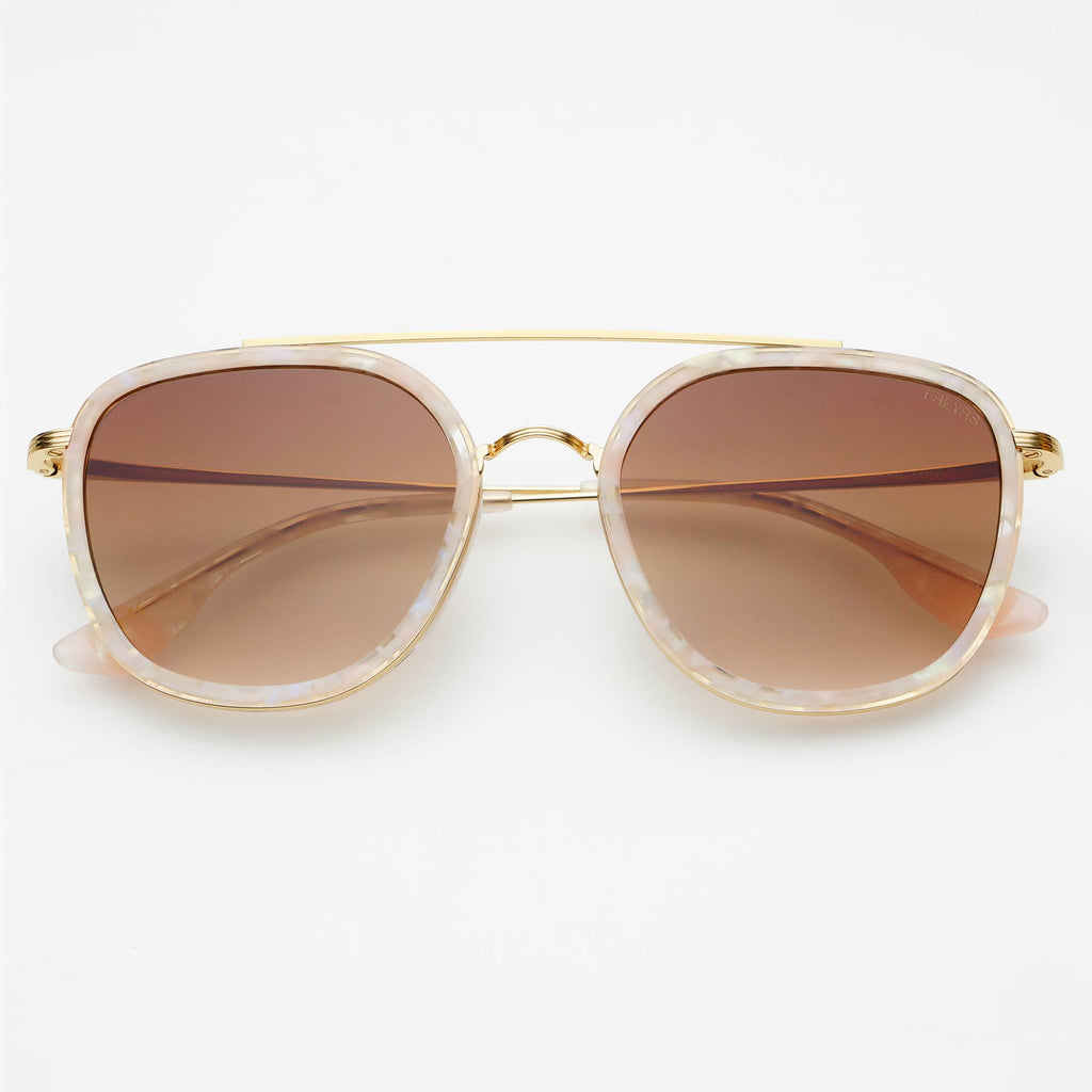 Weston Round Acetate Unisex Sunglasses - Light Pink/Brown