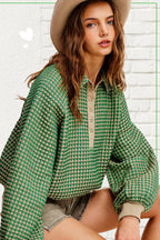 Two-Toned Textured Snap Pullover