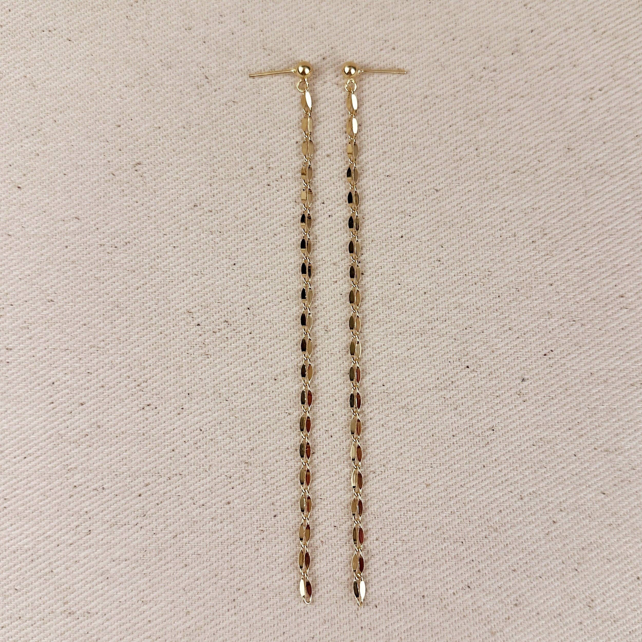 18k Gold Chain Drop Earrings