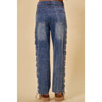 Side Lace Straight Leg Jeans