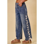 Side Lace Straight Leg Jeans