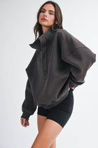 Oversized Snap Neck Sweatshirt