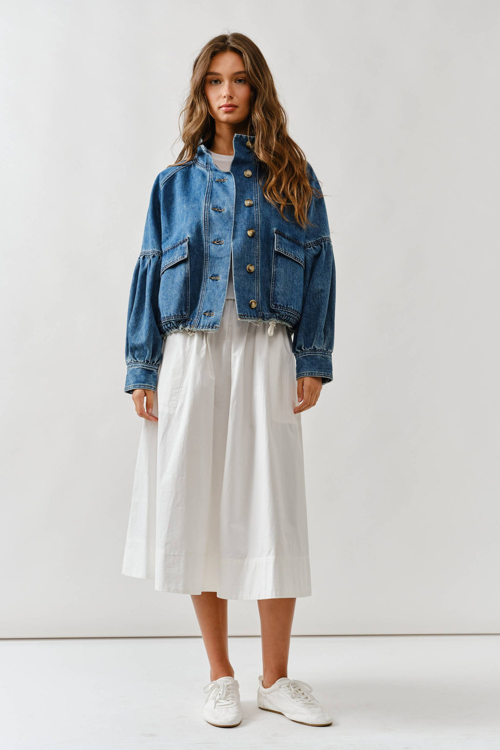 Balloon Sleeve Twill Jacket