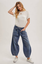 DRAWSTRINGS BARREL JEANS