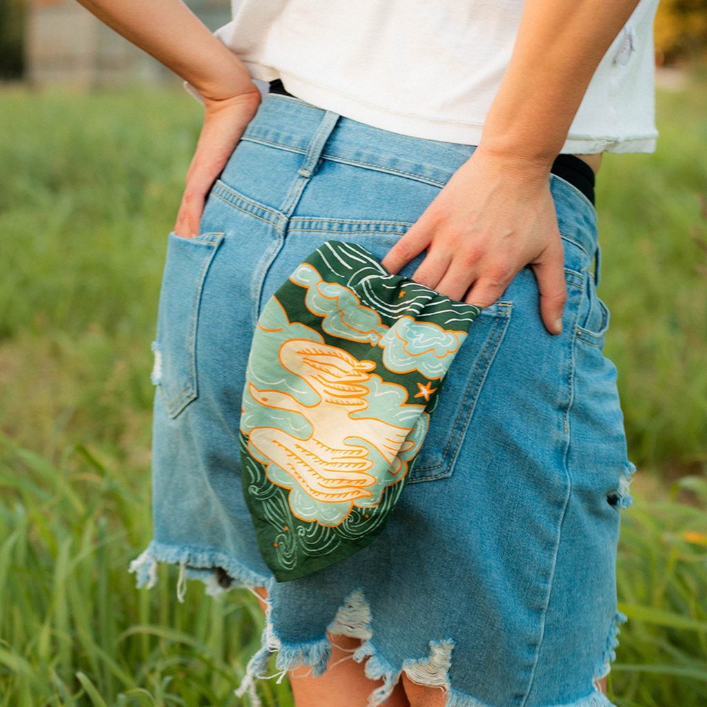 Luna Cotton Bandana – Teal & Orange