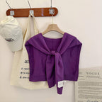Luxe Solid Knitted Knotted Shawl Wrap